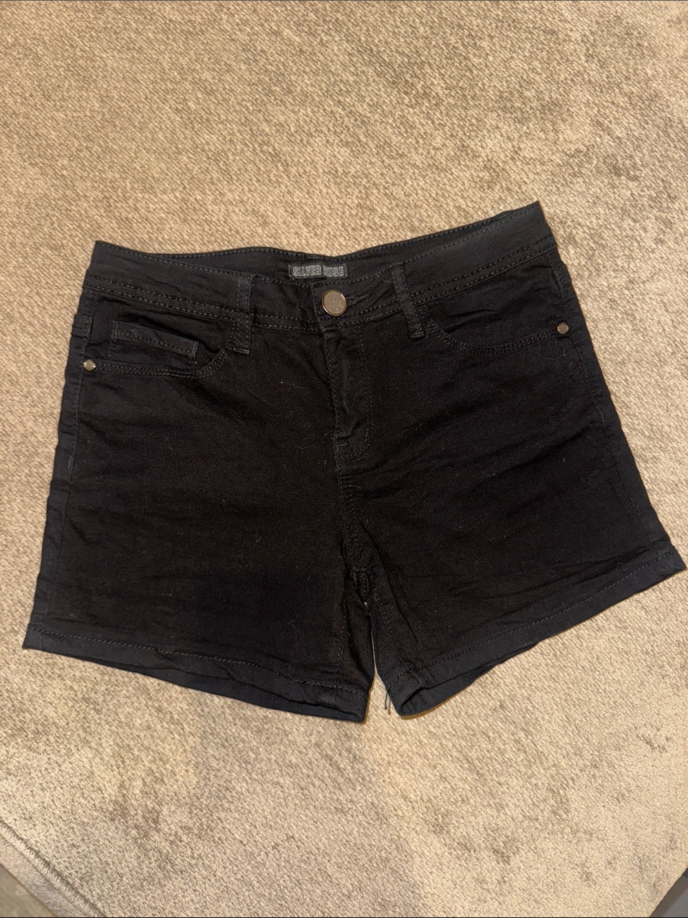 Women's Black Denim Jean Shorts - Casual High-Waist